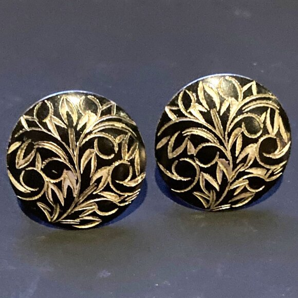 Sterling silver niello earrings - Picture 1 of 4
